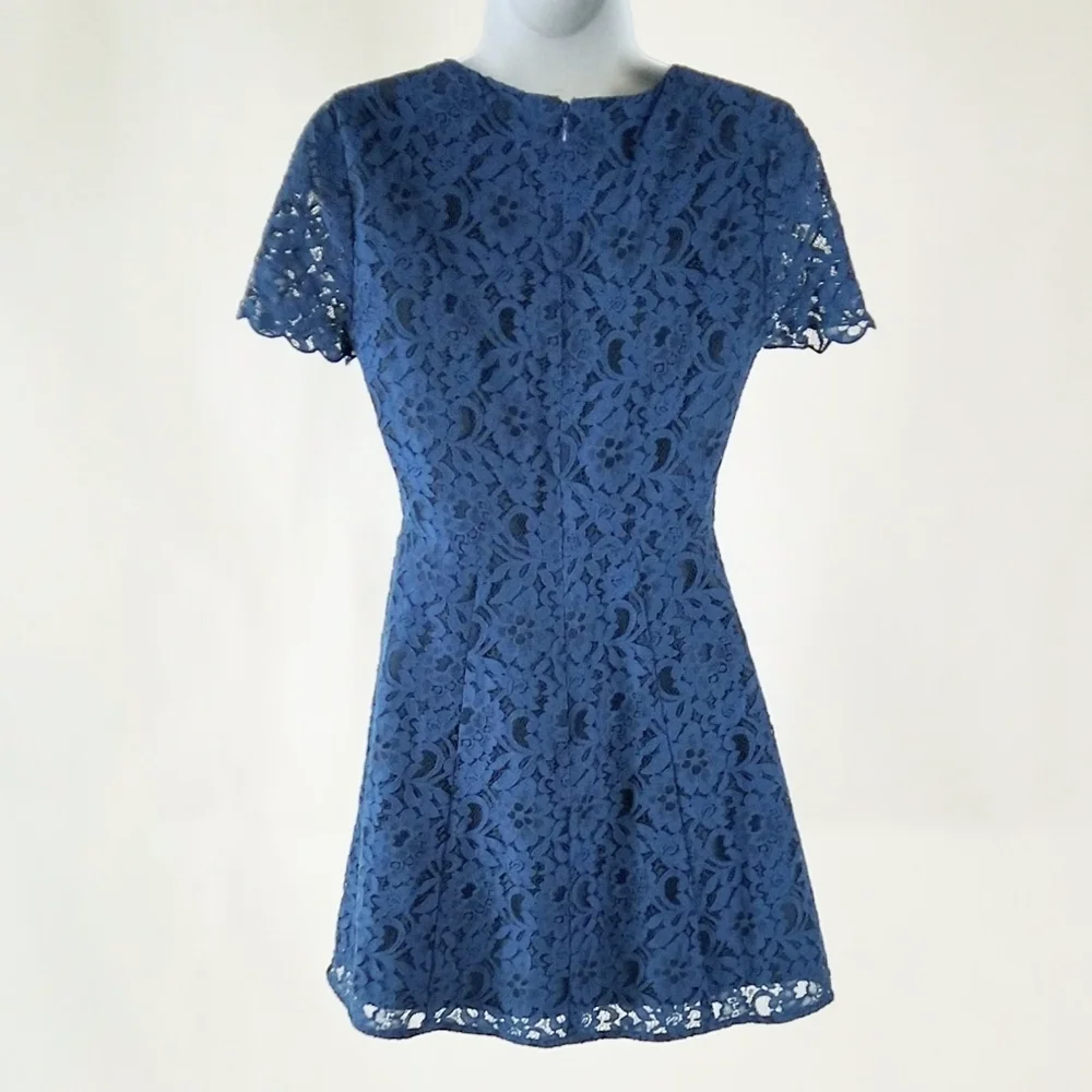 J. Crew  blue lace overlay  dress